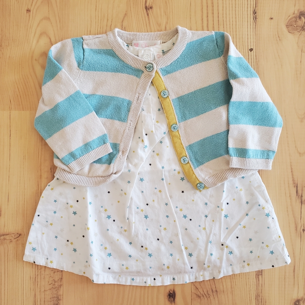 Cherokee Baby Girl Dress and Cardigan Set
